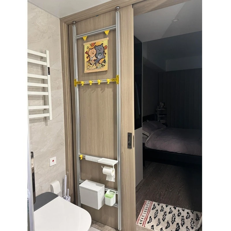 Rear towel bar, bathroom, no punching towel rack, integrated storage rack, indomitable bath towel rack