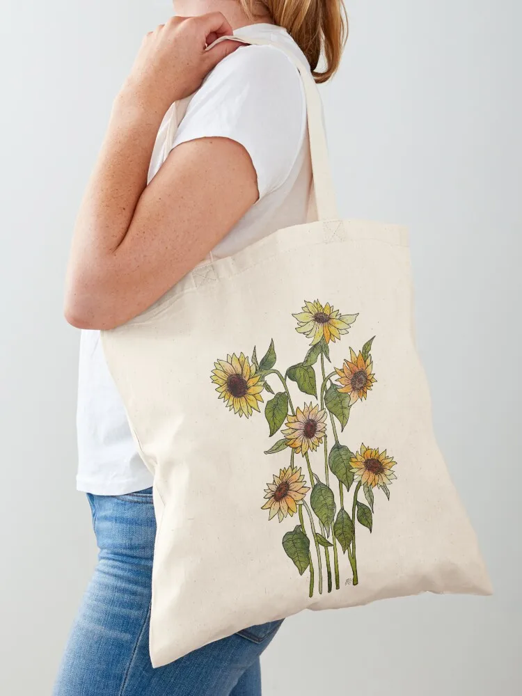 Sunflowers Botanical illustration Tote Bag cute tote bag shopper bag women canvas tote bags aesthetic eco folding