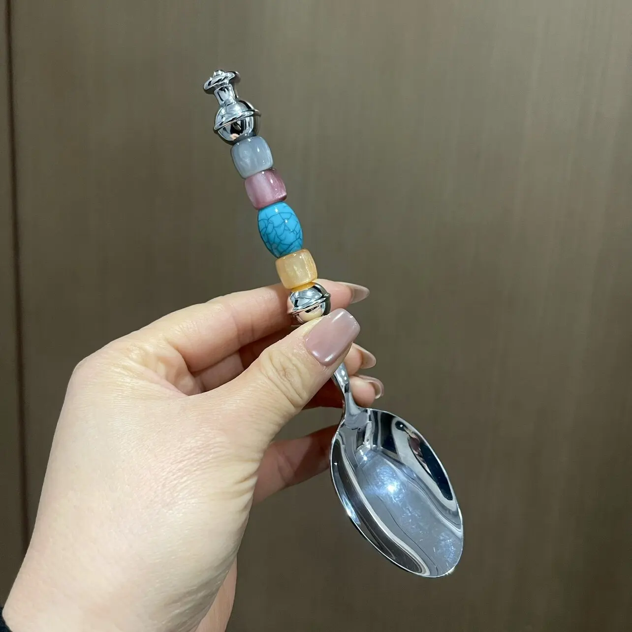 

Vintage Color Beaded Stainless Steel Spoon & Fork, Luxury Light Elegant Table Spoon, Cute Creative Western Cutlery Set