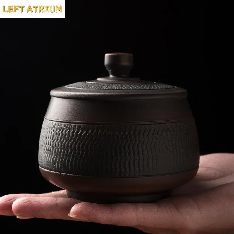 High-grade Purple Pottery   Retro Ceramic Sealed Pot Storage Jar Household Retro Tea Box Moisture-proof Storage Jar