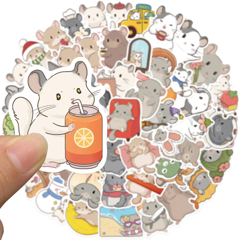 50PCS Chinchilla Stickers Funny Animals Decals For Student Tablet Suitcase Refrigerator Laptop Notebooks Stickers Toy Gifts