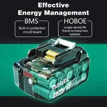 適用於牧田(Makita)18V 6Ah BL1850B 鋰離子電池的原廠替換電池,相容於 BL1850、BL1860B、BL1860、BL1840B、BL1830B、BL1830、LXT-400 等型號。 10 最佳銷售 bl1860 - №3