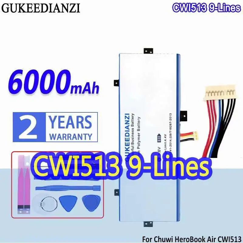 

Laptop Battery Durable For Chuwi Herobook Air CWI513 11.6Inch MB2455012 NV-3492107-2S 3791229C H-3585229P 10-Pin 9-Lines 6000Mah