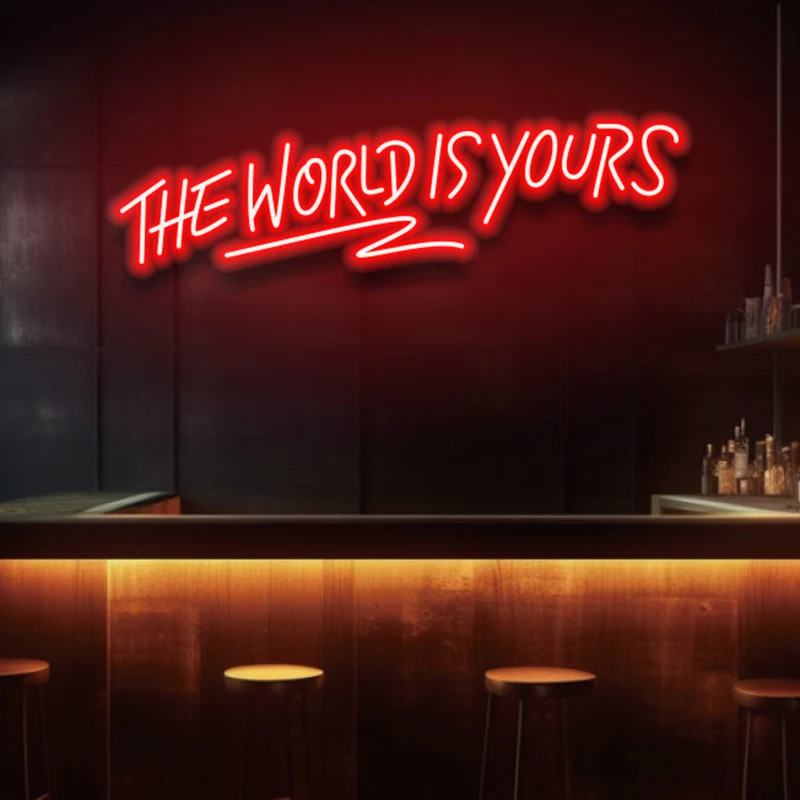 The World Is Yours Neon Sign Custom Fashion LED Neon Signs for Game Room Bedroom Teenagers Children’s Room Decor Kids Gifts Neon