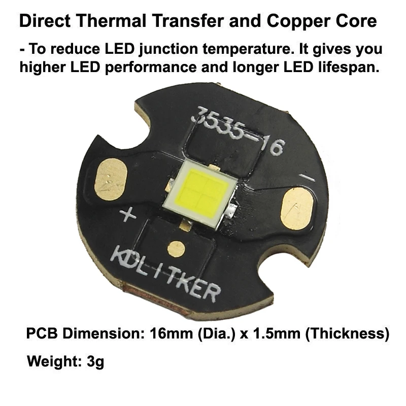 SFQ43 4x Core 3V 12A 3000 Lumens 6500K SMD 3535 LED Emitter on KDLITKER DTP Copper MCPCB Flashlight DIY Long Throw