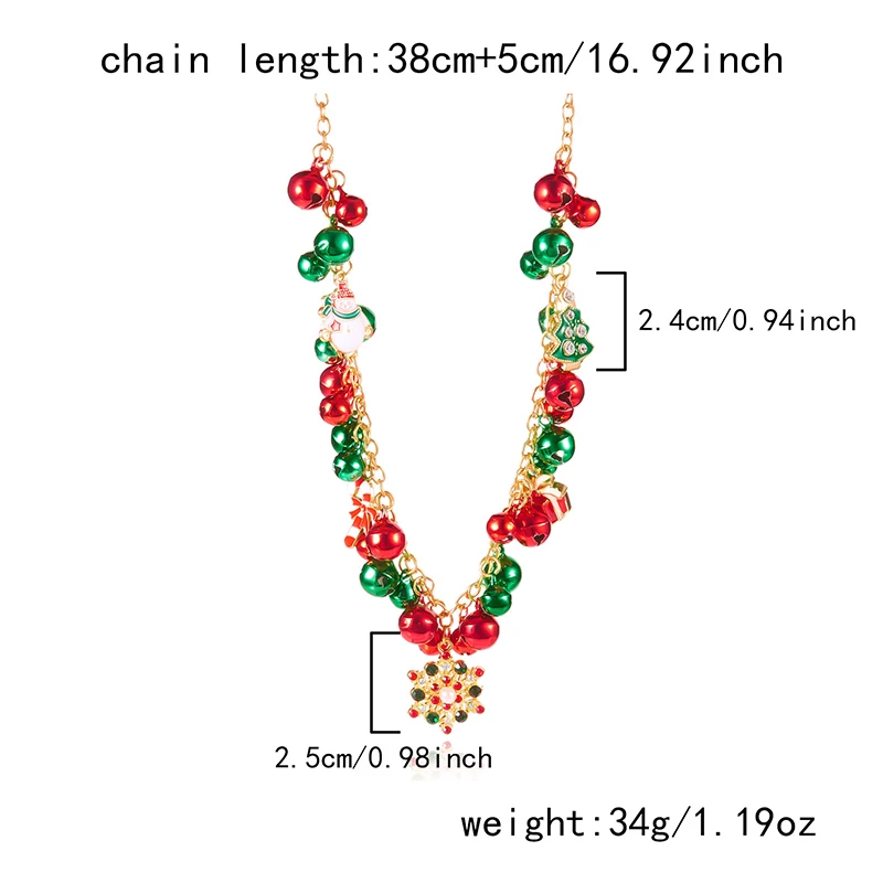 GANEMLY Creative Bell Snowflake Pendant Necklace Fashion Christmas Neck Chain Handmade Jewelry Accessories Gifts For Women