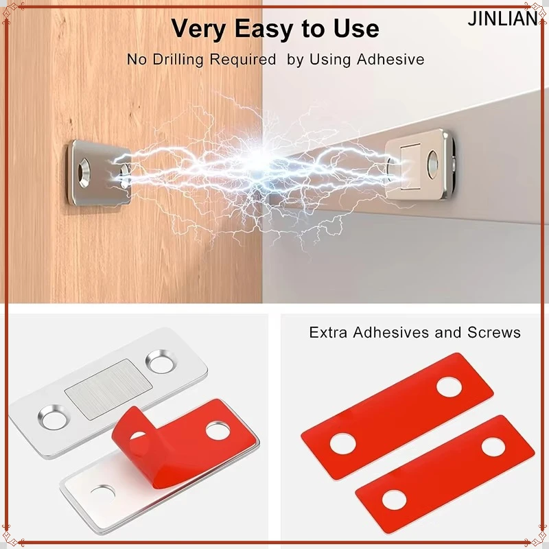 New 4/2PCS Strong Door Closer Magnetic Door Catch Latch Door Magnet Furniture Cabinet Cupboard Screw/Sticker Ultra Thin 6 Colors