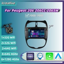 Car Radio Android for Peugeot 206 206CC 206SW 2000-2008 7inch Multimedia Carplay Player 2Din Stereo Autoradio Navigation GPS