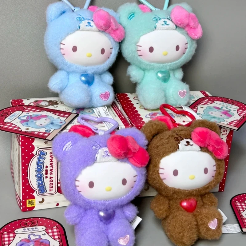 New Arrival Teddy Sleepwear Series Blind Box Sanrio Plush Doll Toy Hello KT Kuromi Melody Soft Stuffed Plushie Toys Xmas Gifts