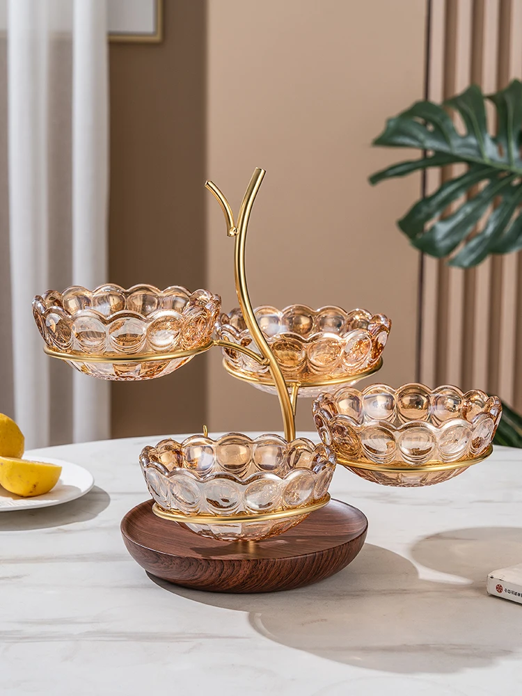 

Glass Fruit Plate for Living Room Home Use High End Crystal Glass Sna Dry Fruit Plate New 2026 Partition Design