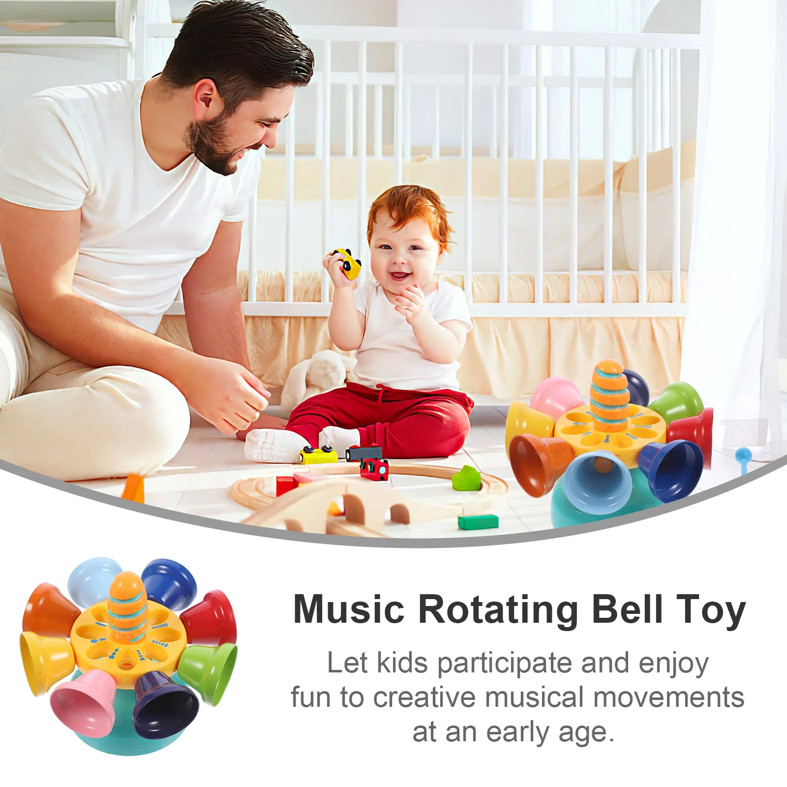 Rotating Bell Instrument Kid Percussion Toy Preschool Kids Music Toys for Babies