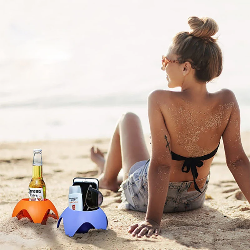 1PC Outdoor Camping  Storage Rack Beach Standing Cup Beach Cup Holders For beer Drinks Phone