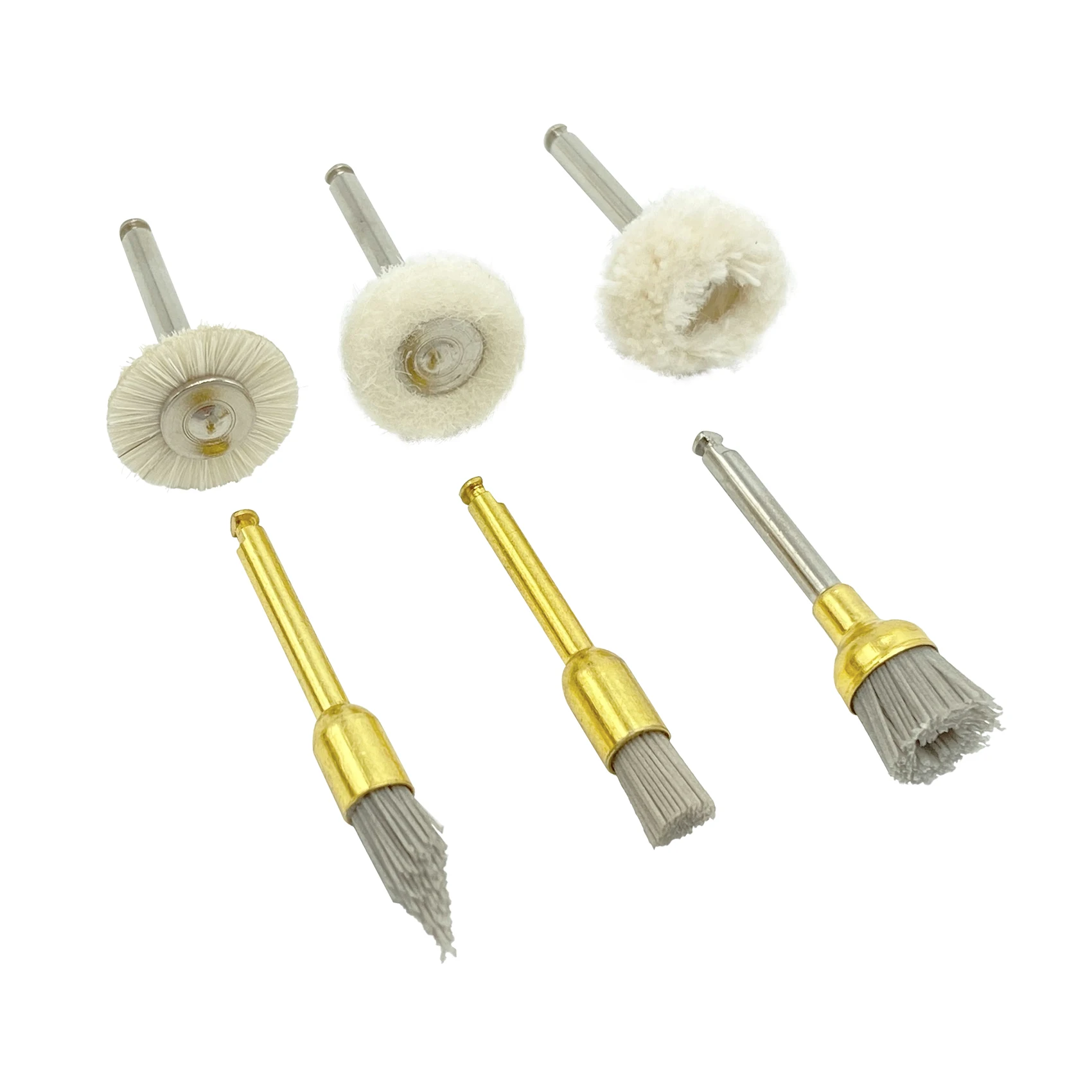 5pcs RA Shank Dental Polishing Brush Drill Wheel Materials Cotton Felt Goat Wool Alumina Tools Dia 10mm Handpiece Rotary Tools