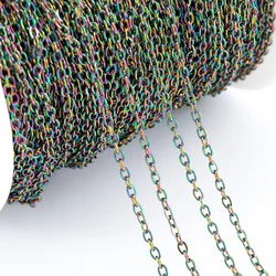 10M/Roll 2M Colorful Link Chain Stainless Steel Cross O Shape Chains DIY Necklace Bracelet Jewelry Making Accessories Multi size