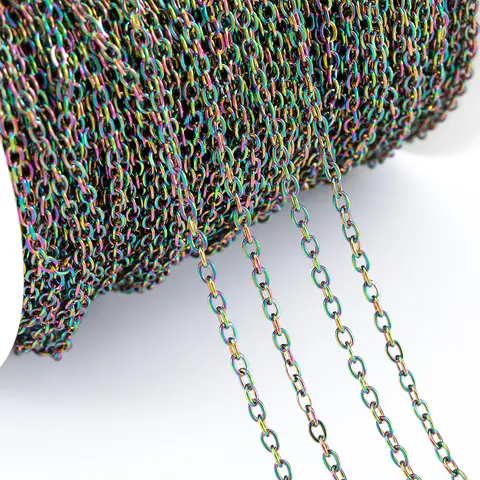 10M/Roll 2M Colorful Link Chain Stainless Steel Cross O Shape Chains DIY Necklace Bracelet Jewelry Making Accessories Multi size