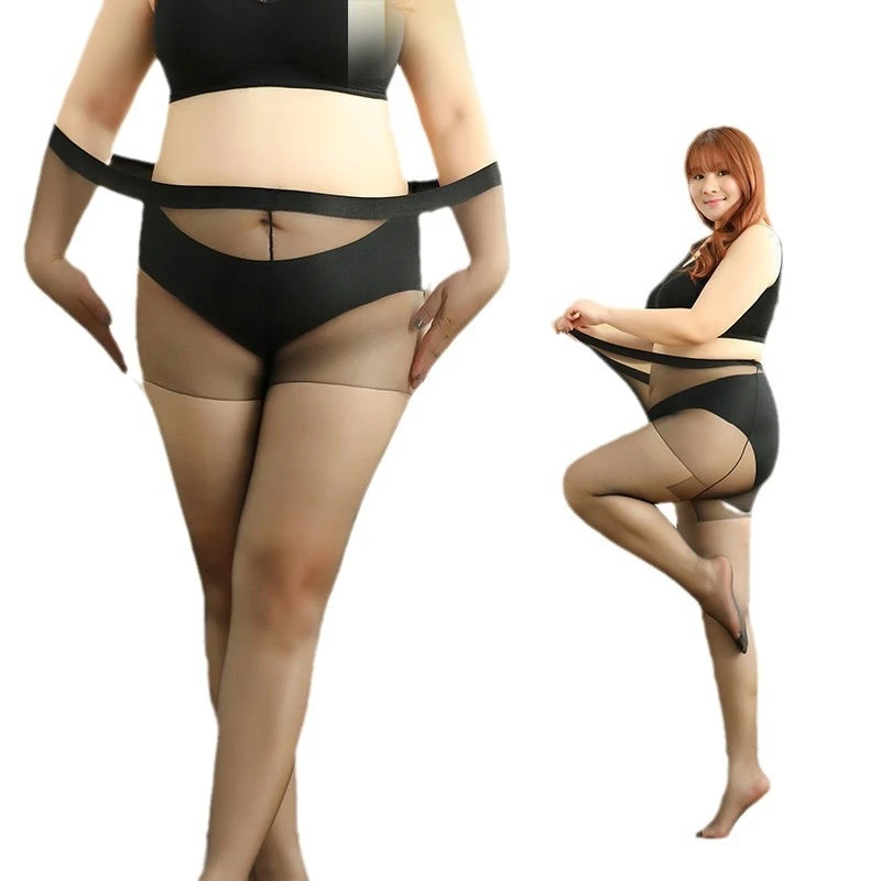 Plus Size Stockings For Large Size Women Summer Ultra Thin Anti Snagging Non Fading Lengthened Stockings Comfortable Elastic