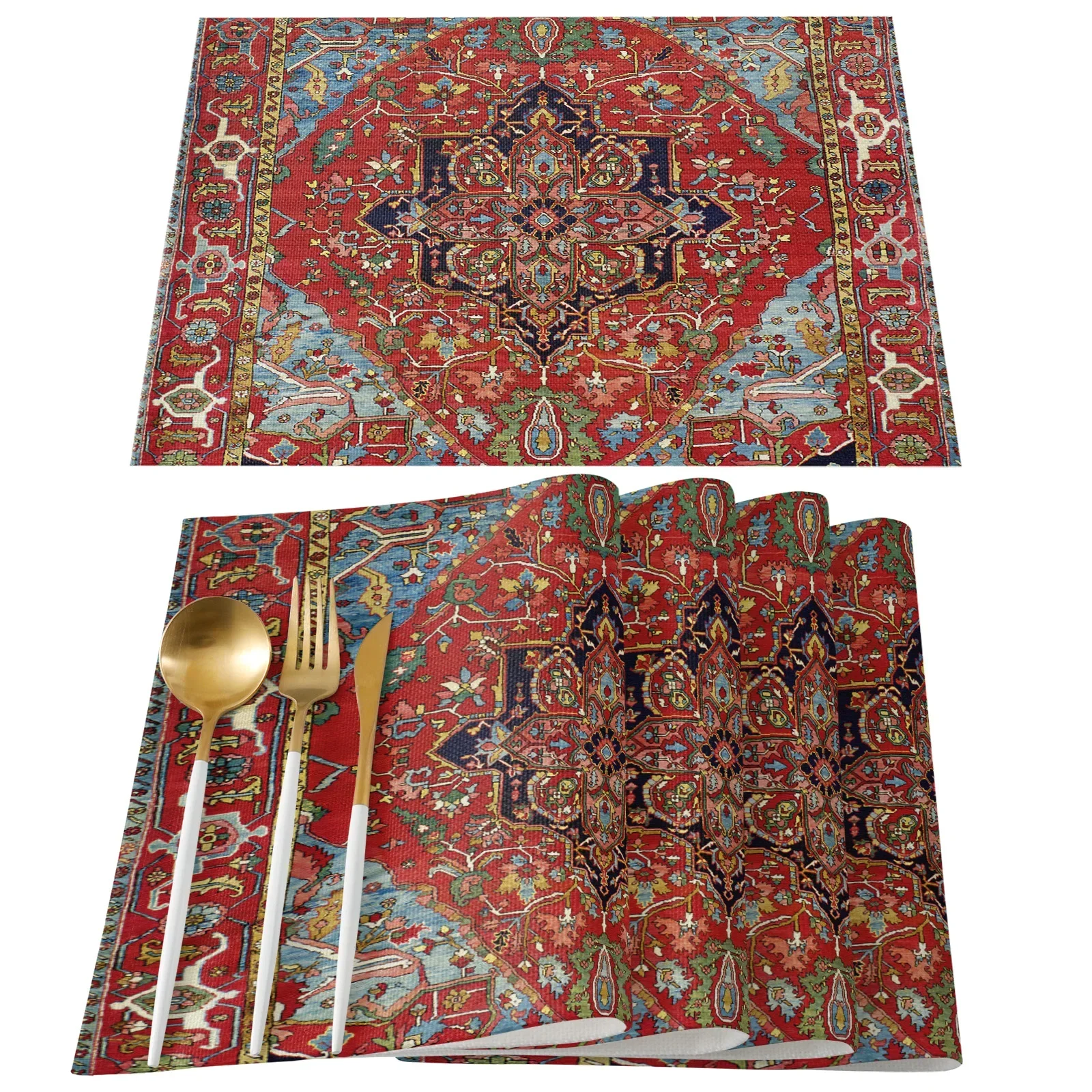 1Pcs Placemat Persian Rug Table Mat For Dining Table Kitchen Accessories Coffee Tea Coaster