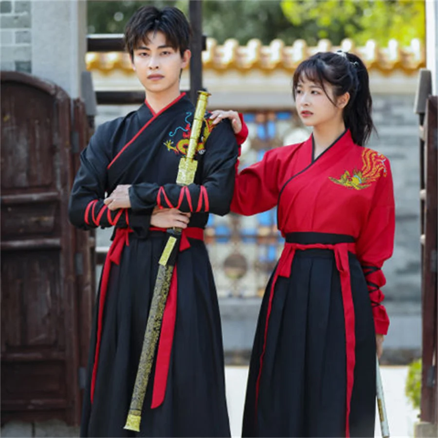 

Couple Traditional Hanfu Chinese Ancient man Swordsman Cosply Costume Oriental Ming Dynasty Stage Folk Clothing women