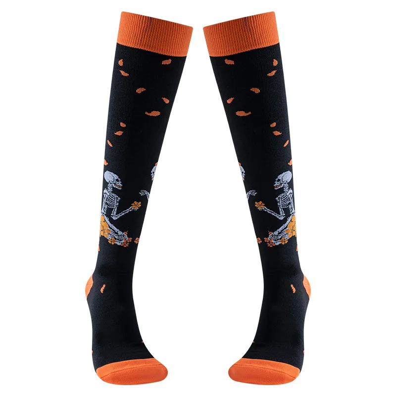 Original ถุงเท้าการบีบอัดฮาโลวีน Skull ถุงเท้าการบีบอัดผู้ชายและผู้หญิงถุงเท้ากีฬา