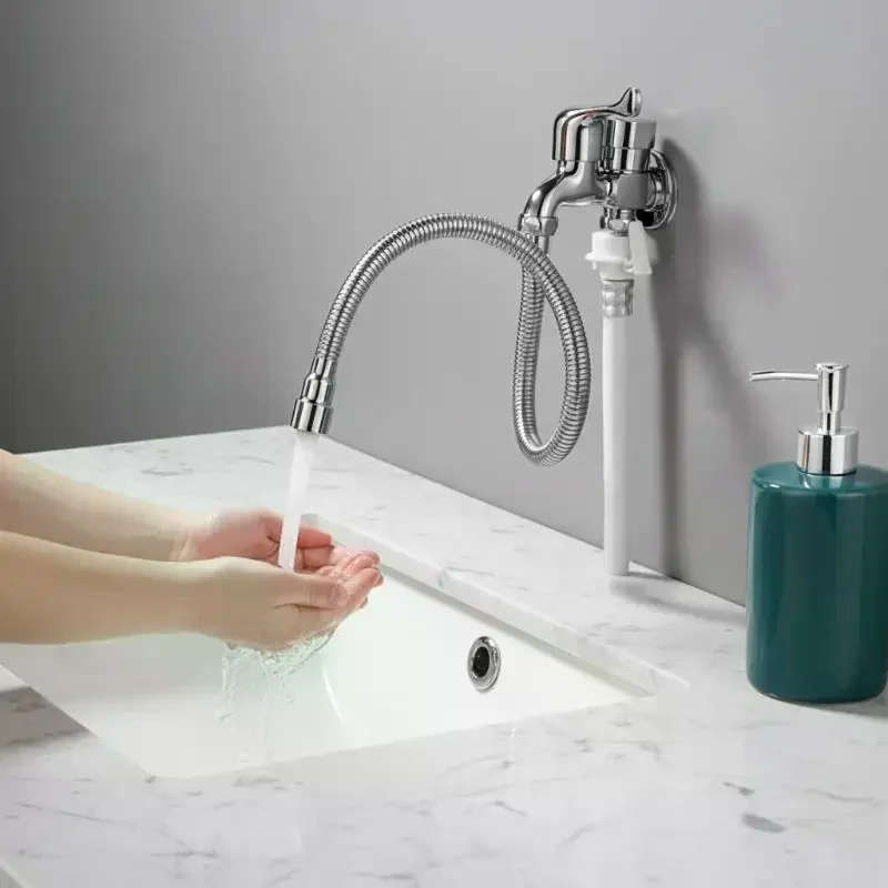 Stainless Steel Water Faucet Extender Adjustable Tube for Sink and Washbasin