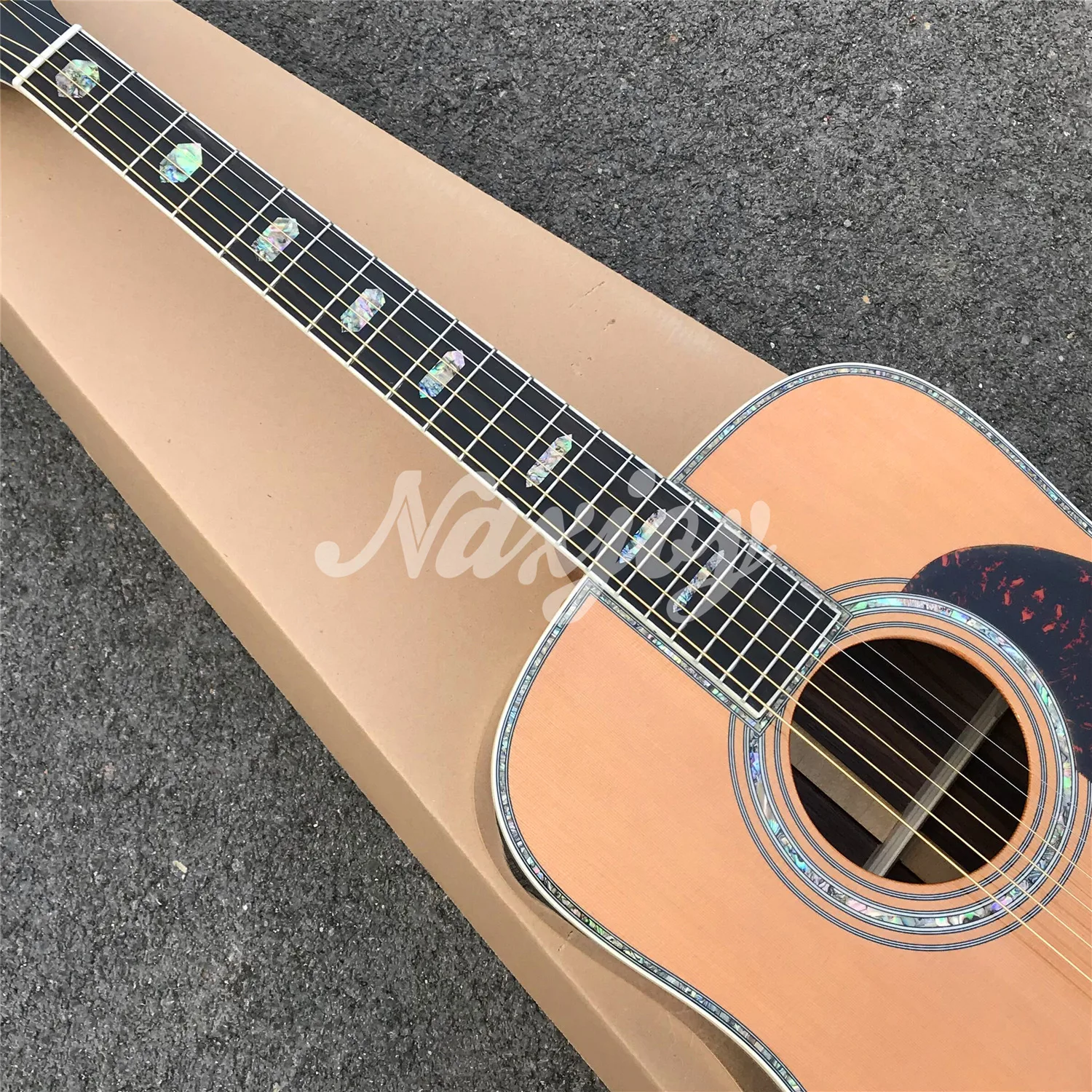 Real Abalone 41 Inches D45 Series Solid Cedar Acoustic Guitar Ebony Fingerboard Rosewood Back and Sides