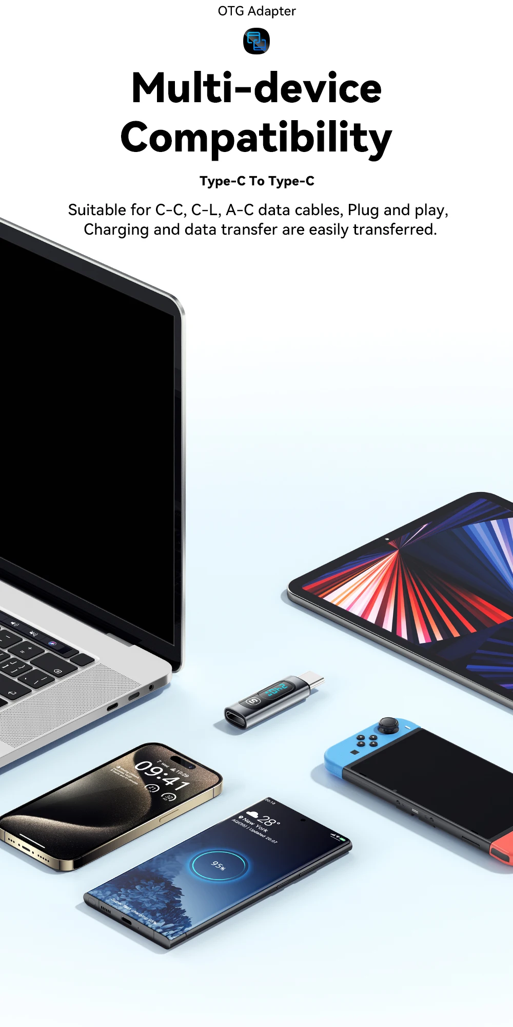 Essager USB 3.0 2.0 OTG Adapter 240W Fast Charging USB C To Type C Display Adapter OTG Connector For iPhone 15 Macbook Samsung