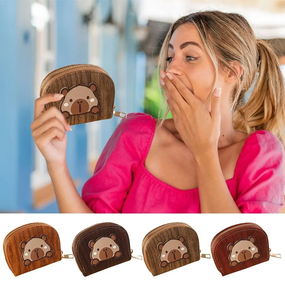 Creative Cartoon Capybara Card Bag PU Shell Shape Coin Bag Multi-function Accessories Zipper Coin Wallet Man Woman