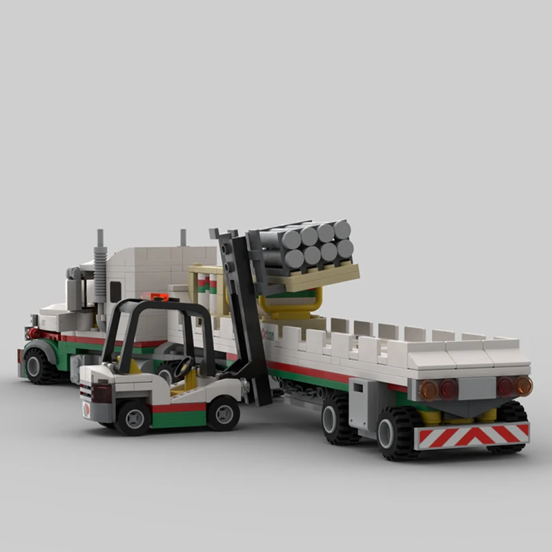 MOC Transportation Series Octan Truck and Flatbed Trailer Model DIY Assembling Bricks Building Blocks Boys Toys Kids Xmas Gifts