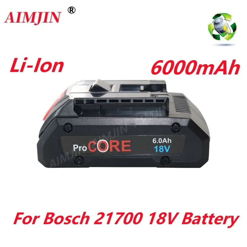 Upgraded 18V 6.0Ah Li-ion Battery for Procore 1600A016GB For Bosch 18 Volt Max Cordless Power Tool Drill 21700 Cells Built-in