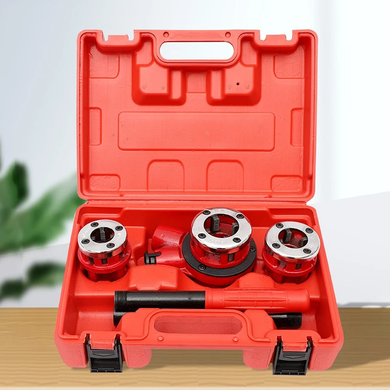 Ratchet Pipe Threader Kit with Dies Ratcheting Pipes Threading Tool Manual Portable Pipe Threading Machine Tap Hinge Plate