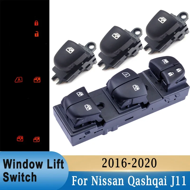 Car Window Lifter Switch Door Panel Switch Master With LED for Nissan Qashqai J11 Altima Sylphy Tiida X-Trail (Left side Drive)