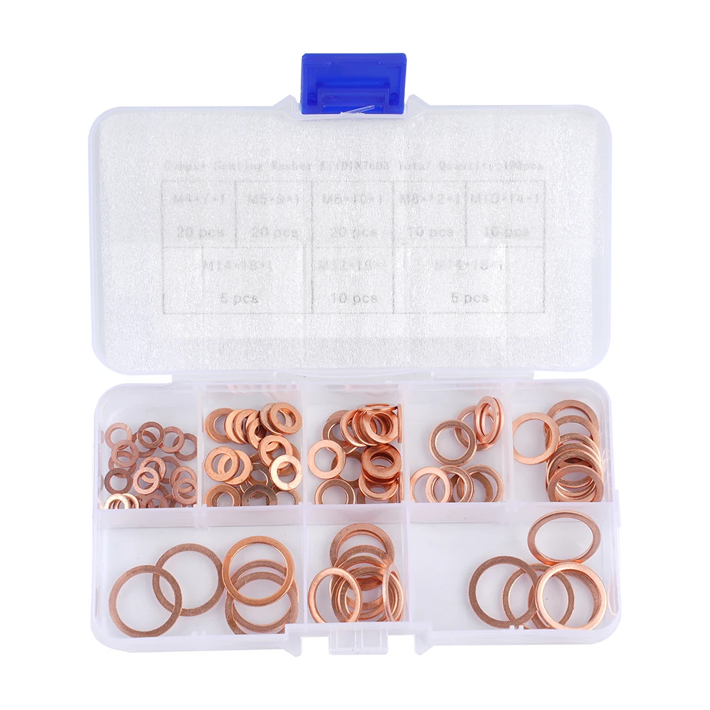Seal Assortment Kit Copper Washers 130x68x22mm Copper M4/M5/M6/M8/M10/M12/M14 Solid For Machinery High Quality