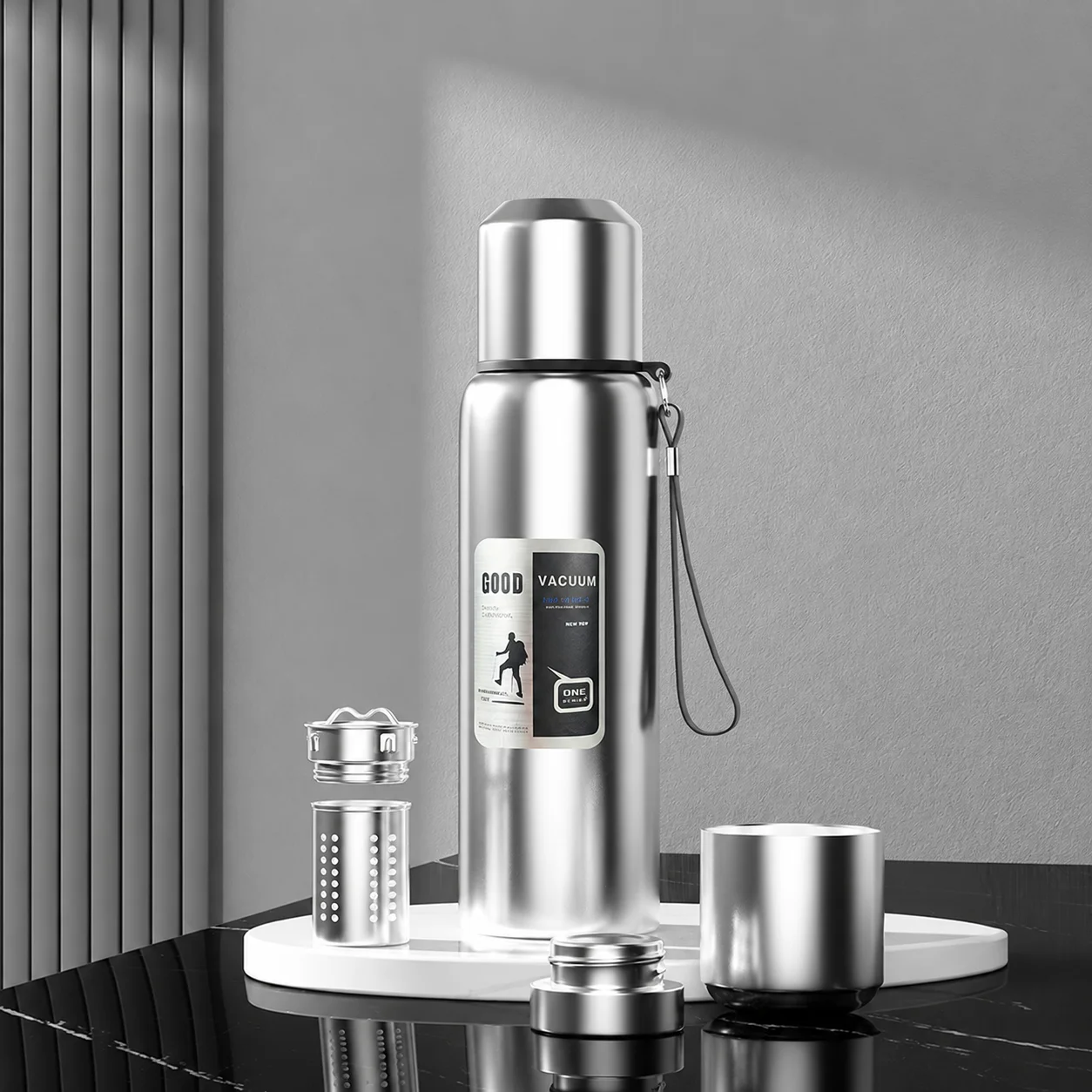 

600ml/800ml/1000ml Large Capacity Vacuum Portable 316 Stainless Steel Thermos Flask with Tea Filter Insulated Bottle for Office