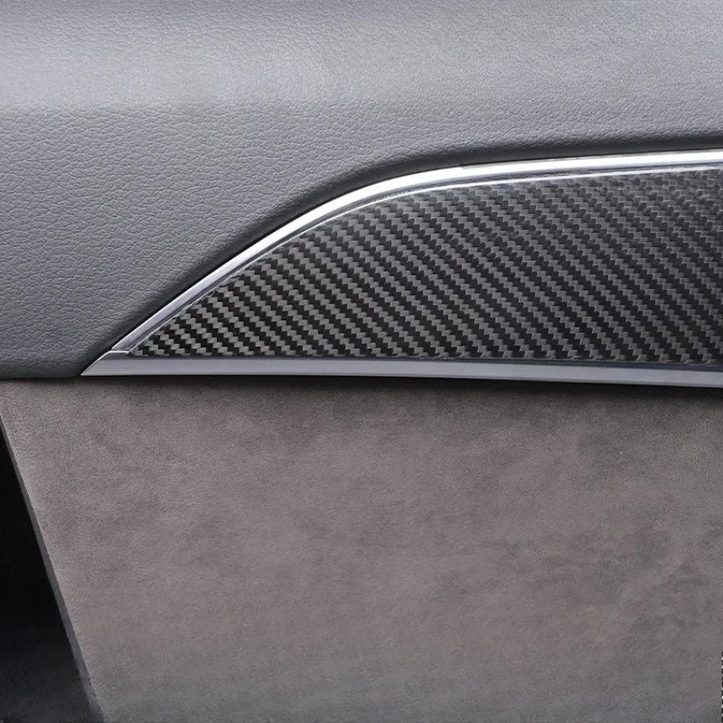 

For Audi A8 Real Dry Carbon Fiber 2018-2021 Interior Glossy Black Door Panel Trim Strip Decoration Modification Accessories