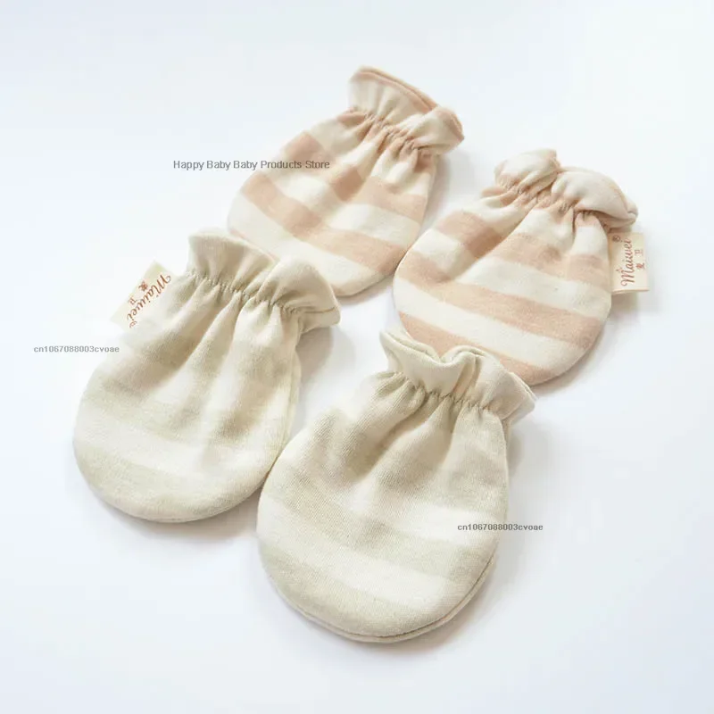 Newborn Baby Mittens Cotton Gloves Anti-Grab Girl Boy Stripe Polka Dot Hand Glove for Kids Spring Summer Cute Mittens 0-2T