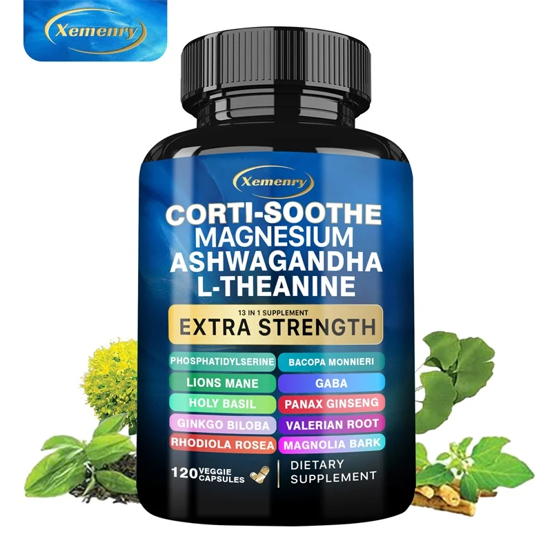 Corti-Soothe Cortisol Supplement with Magnesium, Ashwagandha, L-Theanine - Manage Stress, Maintain Calm & Support Adrenal Health