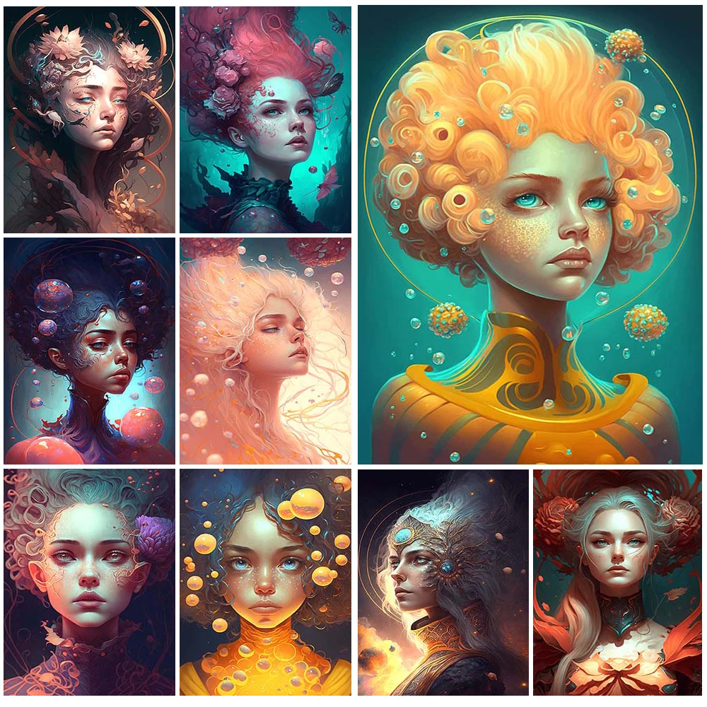 

Cartoon Sense of Technology Girl Fairy Maiden Poster Wall Art Canvas Painting Home Decor Wall Pictures For Living Room Unframed