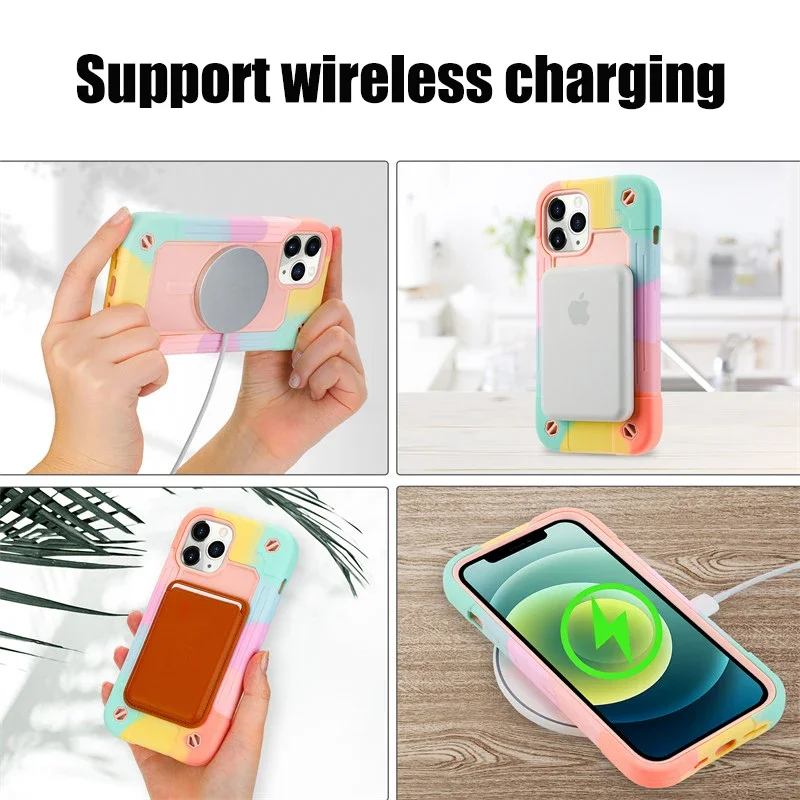 حافظة حماية ثقيلة مضادة للصدمات لهاتف آيفون 13 14 برو ماكس 12 برو ماكس 14 بلس غطاء خلفي مغناطيسي للشحن اللاسلكي