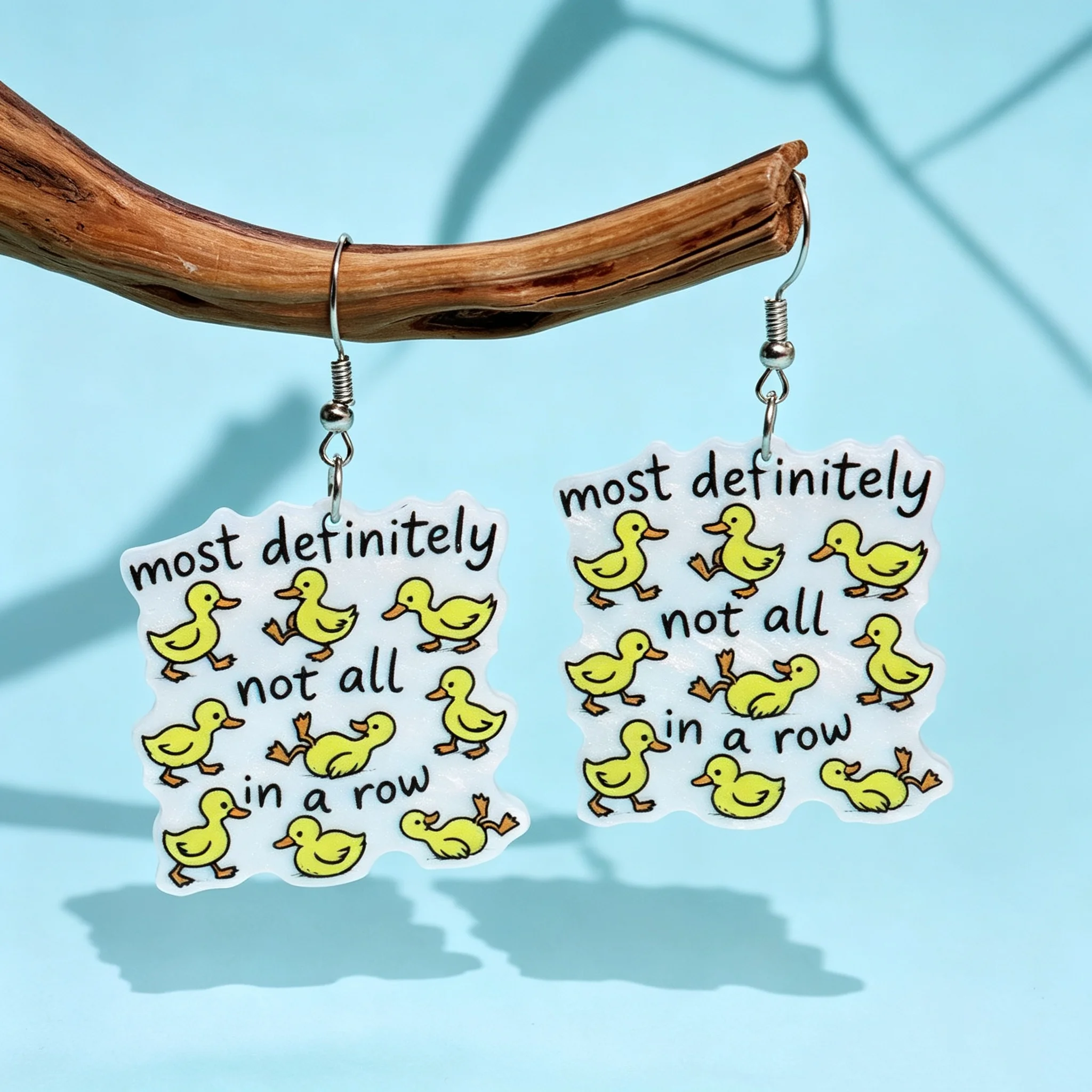 Funny Little Duck Text Geometric Earrings Whimsical Cartoon Acrylic Unique Humorous Slogans Creative Women's Jewelry for Parties