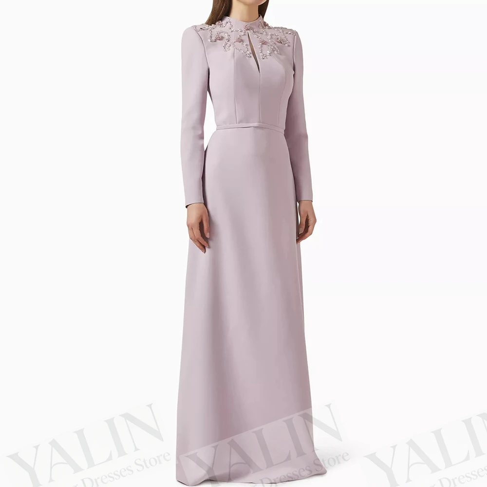 

Women's Mermaid Evening Dresses Floor-length High-neck Full Sleeveless Prom Gown Fashion Sequined Simple Draped Customized Gowns