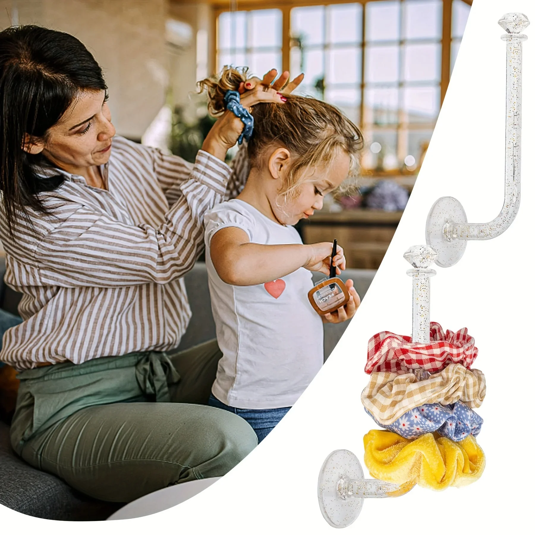 4 قطع من حامل عصابة الرأس، حامل منظم Scrunchie، رف تخزين منظم لإكسسوارات الشعر لعصابة الرأس وربطات الشعر، شفاف #2