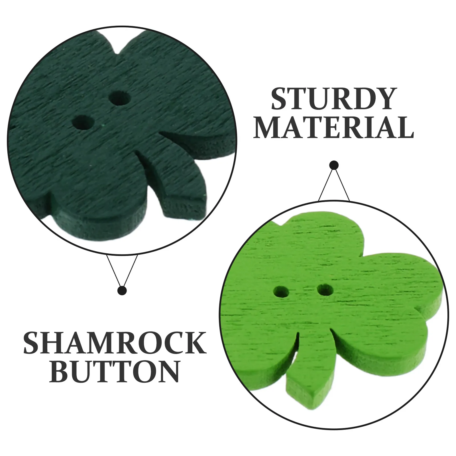 50Pcs Wooden Shamrock Buttons St Patricks Day Sewing Crafts DIY Party Favors Scrapbooking Home Decor