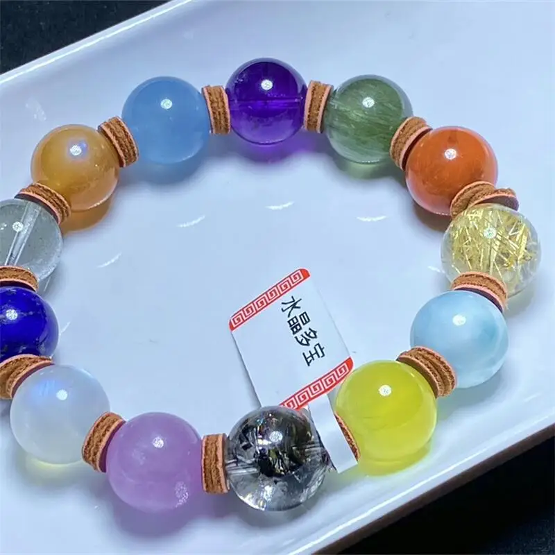 14MM Natural Crystal Quartz Bracelet For Women Fashion Summer Dopamine Charm Jewelry Accessories 1PCS