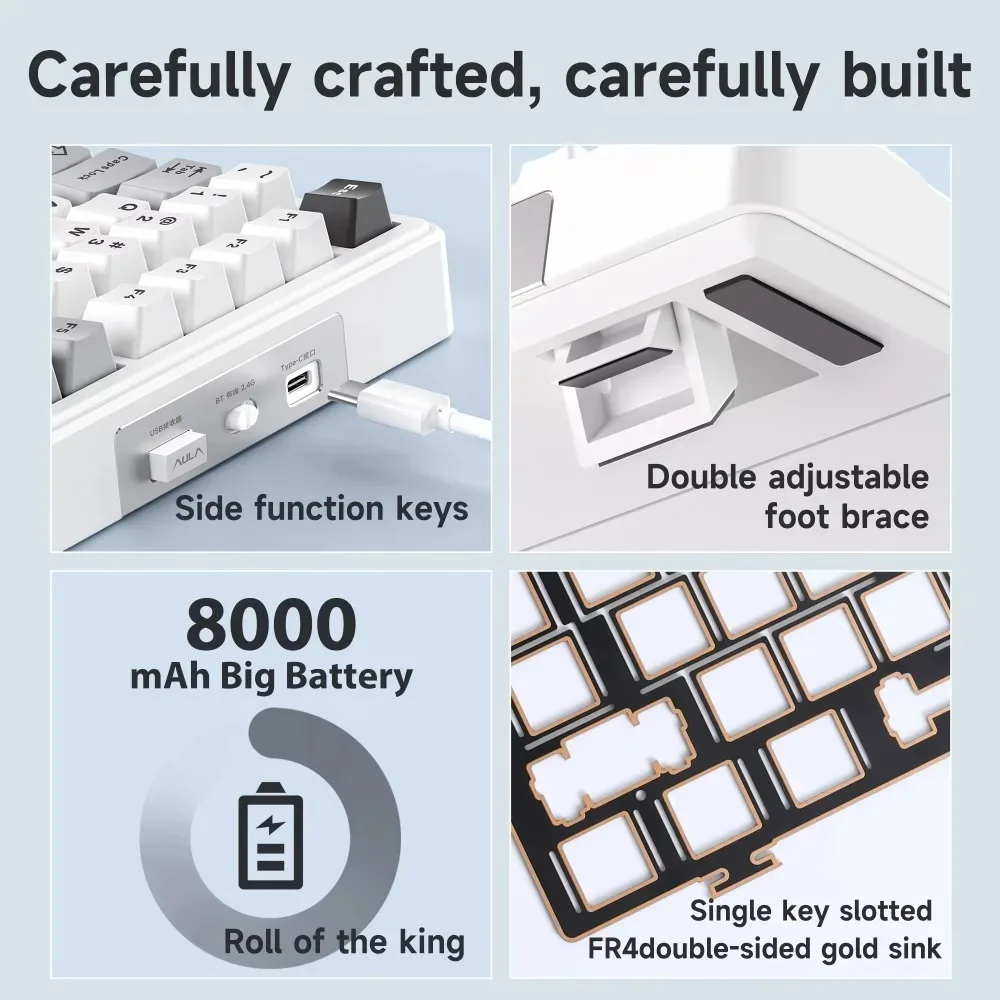 Aula F99 Pro Gaming Keyboard Wireless Mechanical Keyboard Bluetooth 5.0/Wired RGB PBT Keycaps Hot Swap Gasket Gaming Accessories