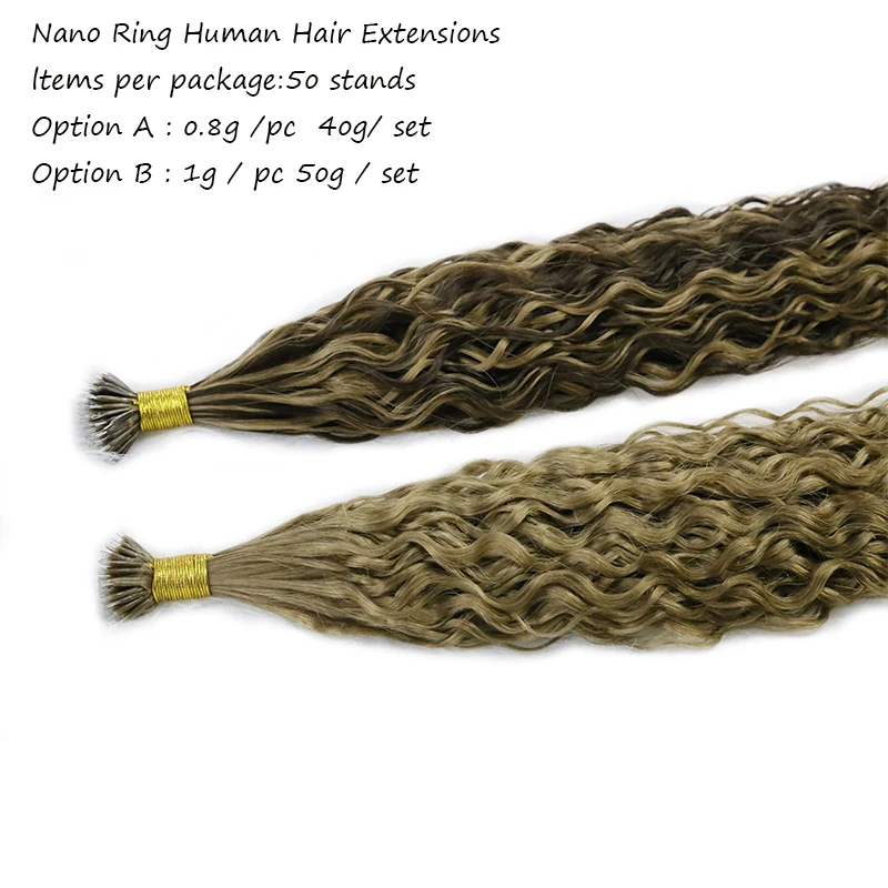 Nano Ring Natural Wave Keratin Micro Bead Loop Human Hair Extensions 100% Real Remy Hair Natural Machine Made Pure Color 12