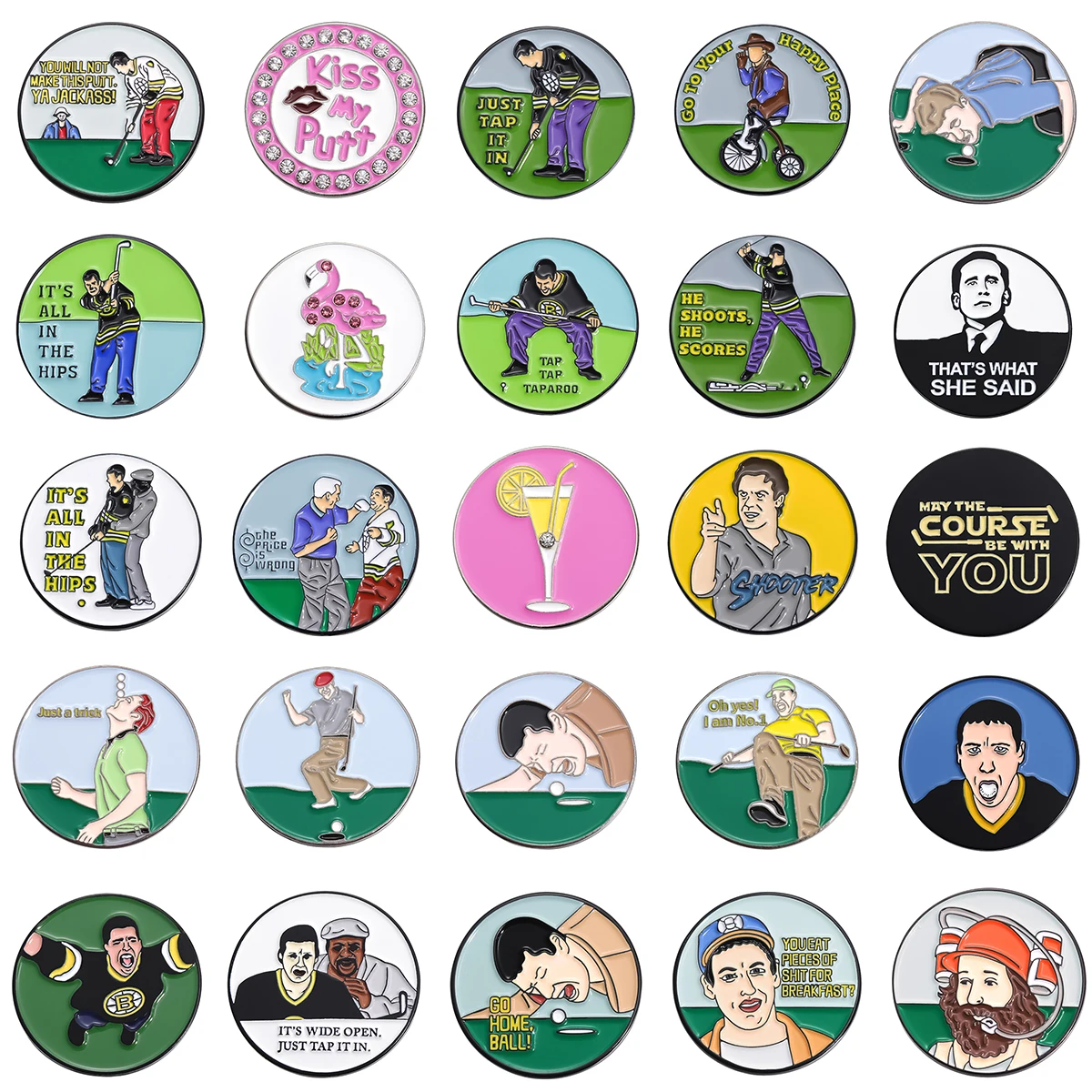 Golf Hat Clip Accessory Tinplate Button Badge Golf Marker Training Aids for Boys Girls Kids Golfer Gifts
