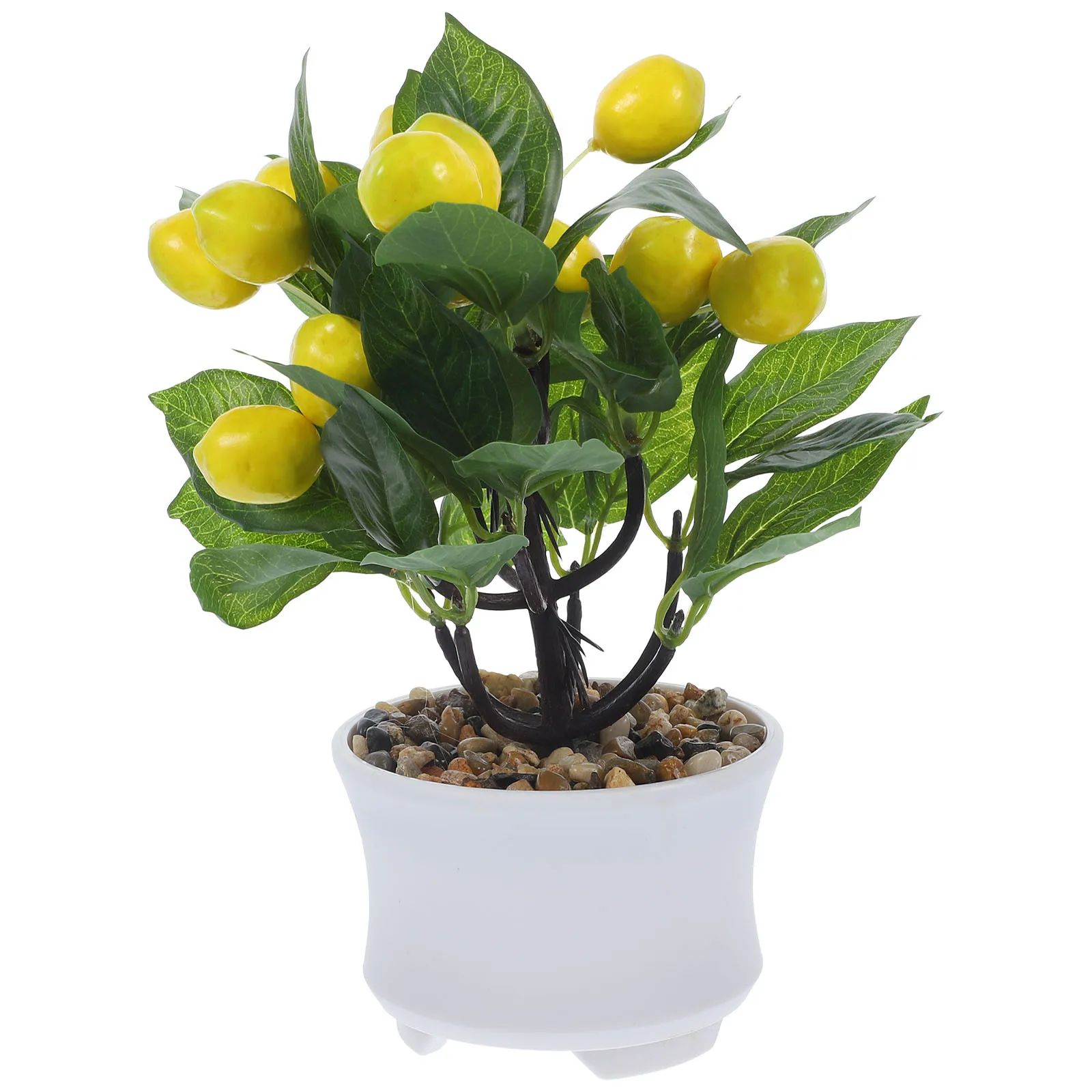 

Artificial Lemon Tree Bonsai Simulation Potted Plant Decor Home Office Desk Lifelike Greenery No Maintenance Gift