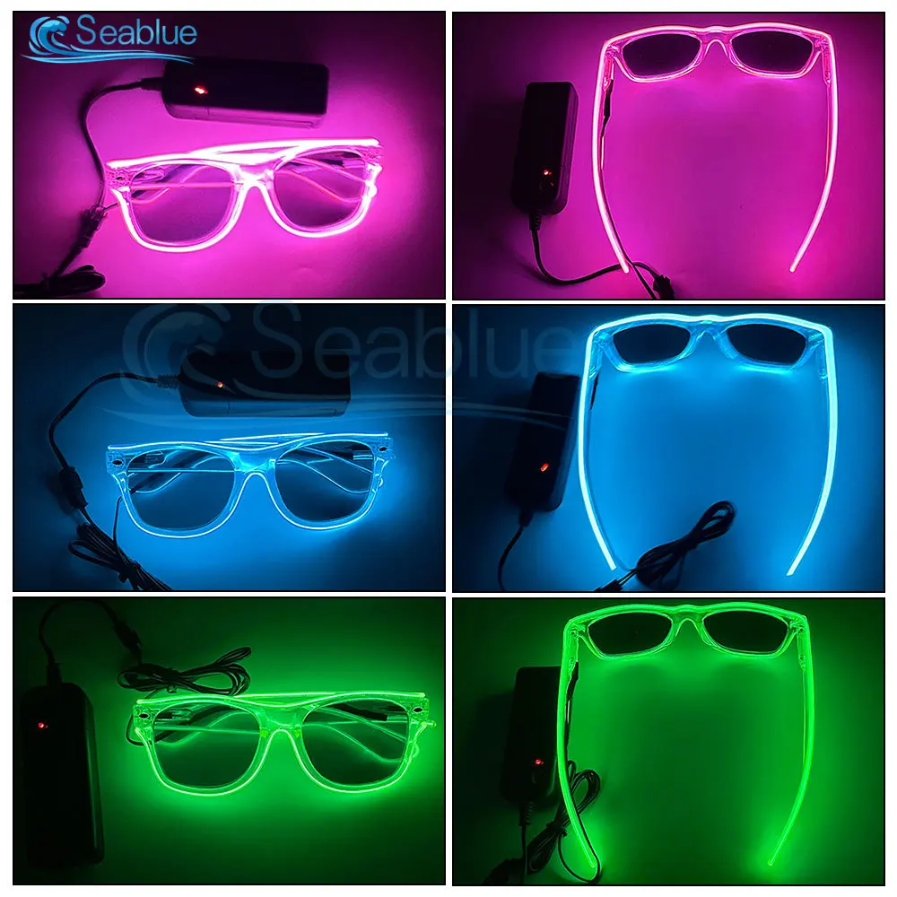 1Pcs Light Up LED Glasses Glow Sunglasses EL Wire Neon Glasses Glow in The Dark Party Supplies Neon Party Favors for Kids Adults