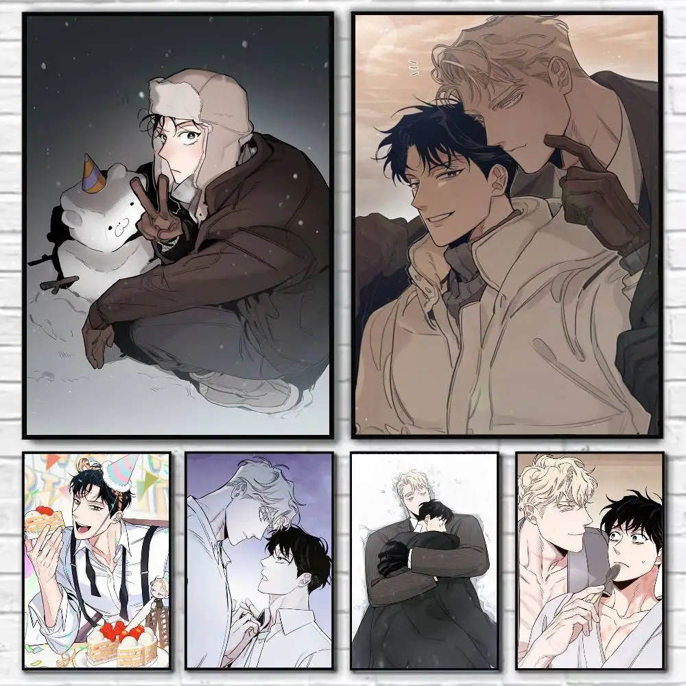 

Korean BL Manhwa Roses And Champagne Poster Self-adhesive Art Waterproof Paper Sticker Coffee House Bar Room Wall Decor