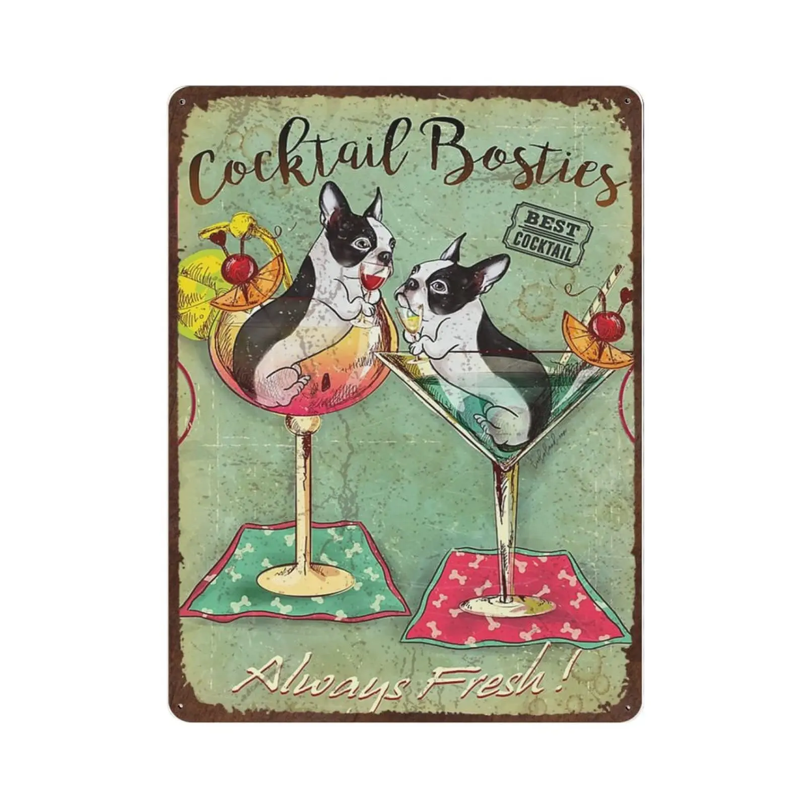 

Durable Thick Collectable Metal Sign,Cocktail Always Fresh Tin Sign,Vintage Wall Decor，Novelty Signs for Home Kitchen Cafe Bar M